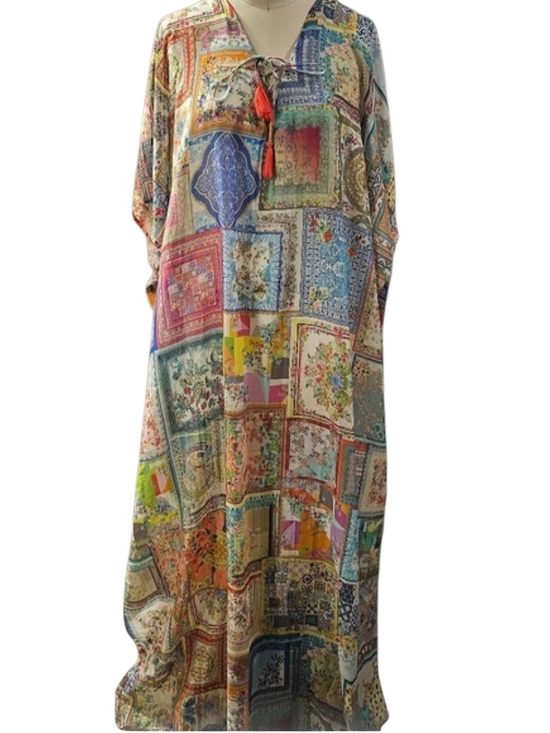 Johnny Was Dresses & Skirts - JOHNNY WAS EUC Bella Lace Up Cotton Silk Boho L XL Maxi Kaftan Caftan
